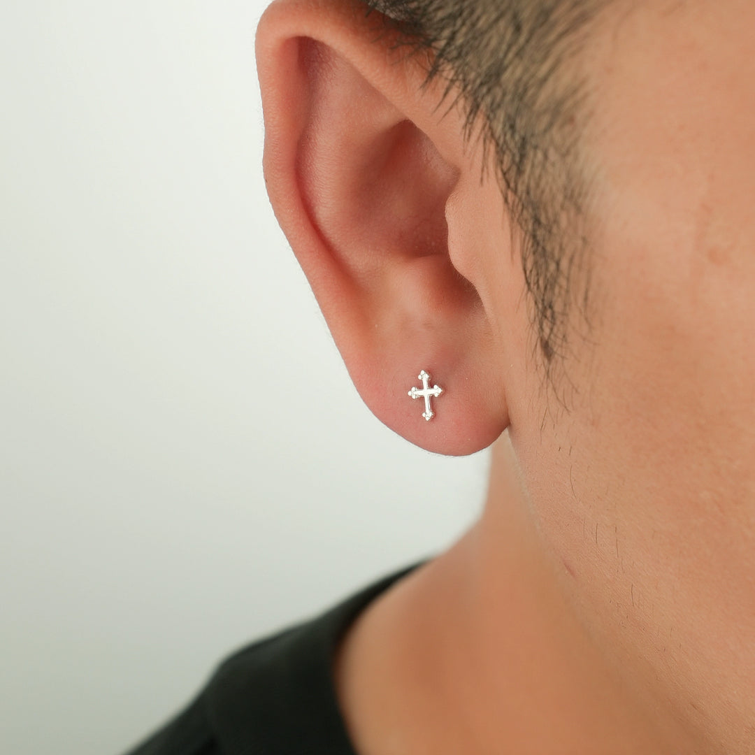S925 Silver Cross Stud Earrings