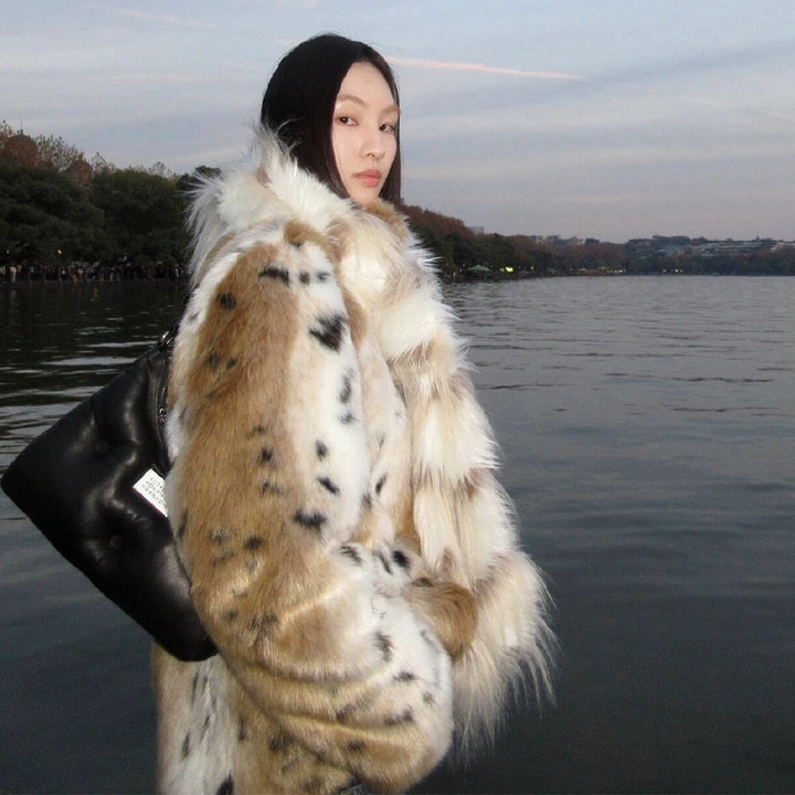 Leopard Print Faux Fur Winter Coat