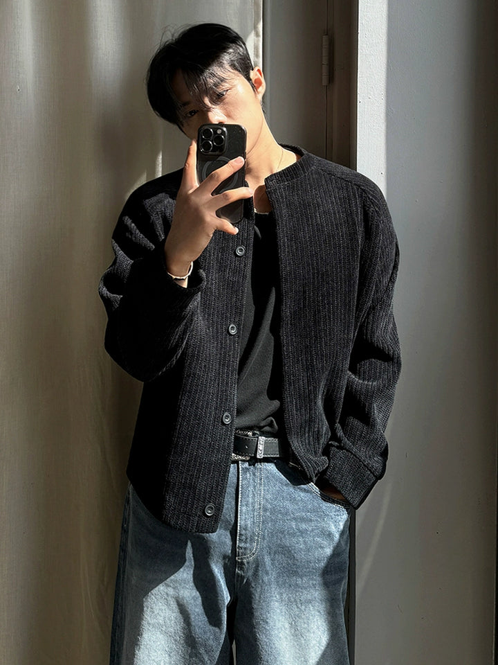 Corduroy Stand Collar Loose Jacket