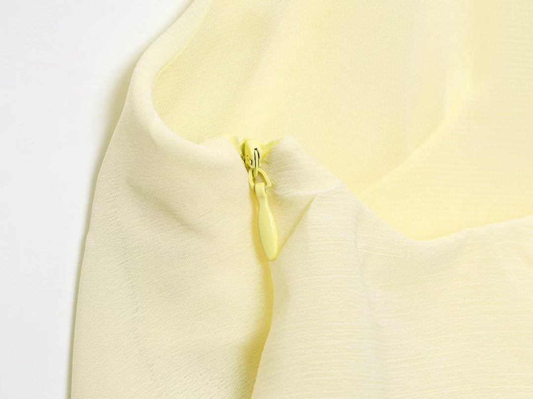 레이어드 러플 스파게티 스트랩 썬드레스