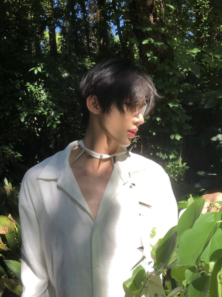 Rivet Detail Loose Fit Long-Sleeve Shirt