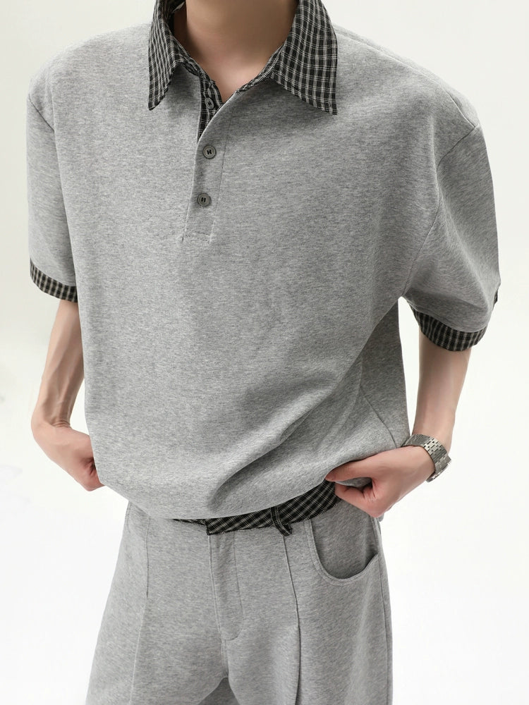 Ensemble de polo à col à carreaux et pantalon