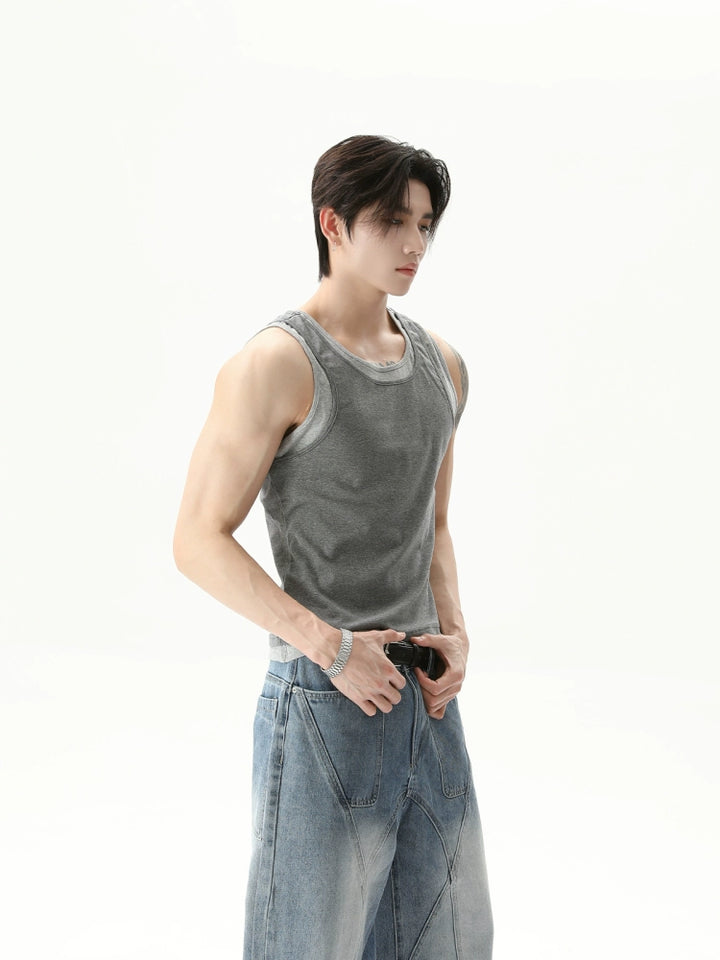 Sleeveless Layered Sports Tank Top