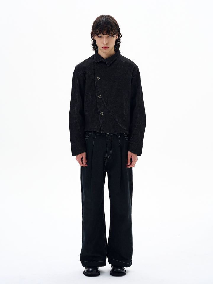 Retro Rechte Pas Asymmetrische Denim Jas