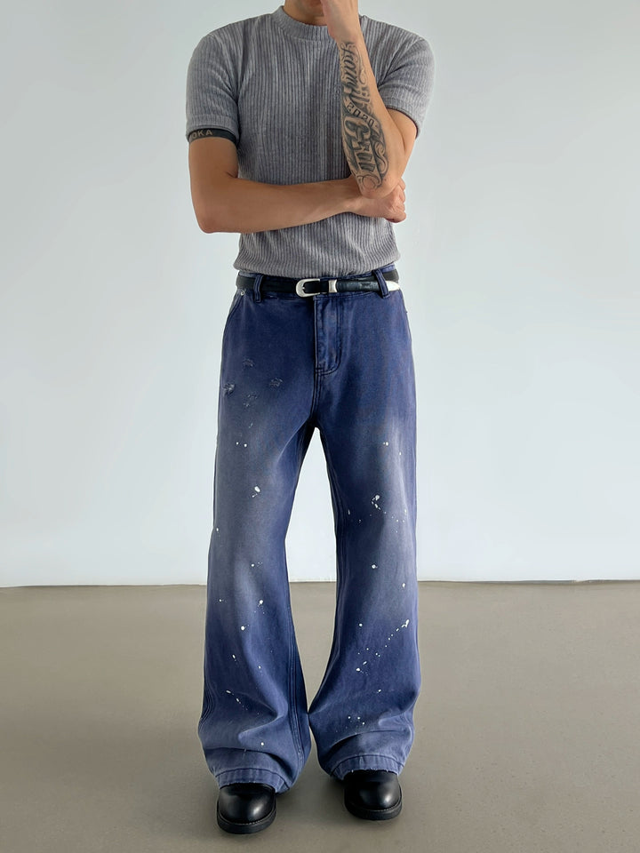 Loose Fit Washed Ripped Jeans