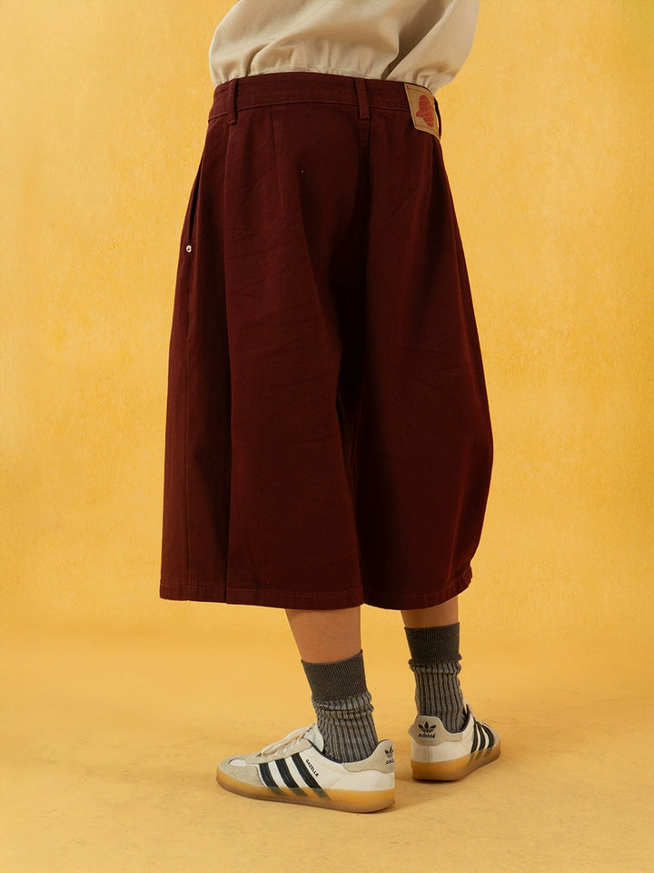 Wide-Leg Knee-Length Casual Pants