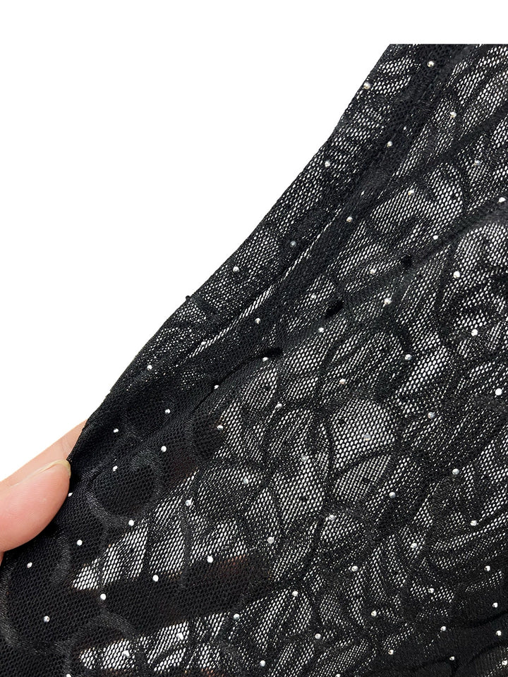 Mesh Rhinestone See-through Sleeveless Vest