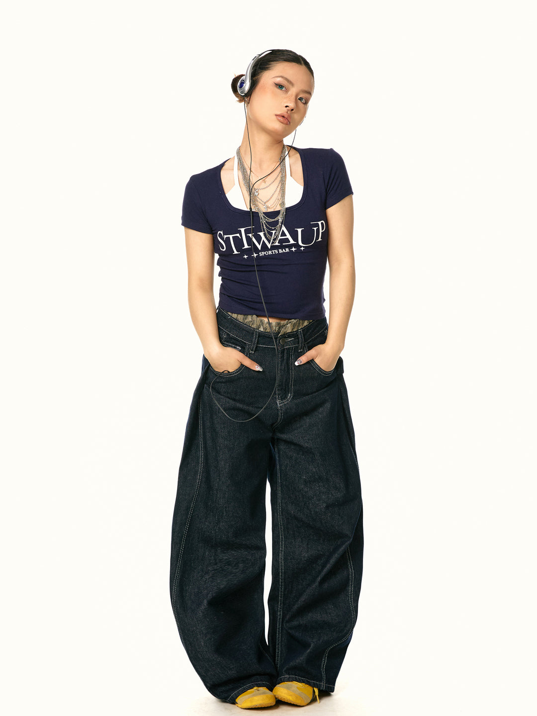 Retro Wide Leg Denim Pants