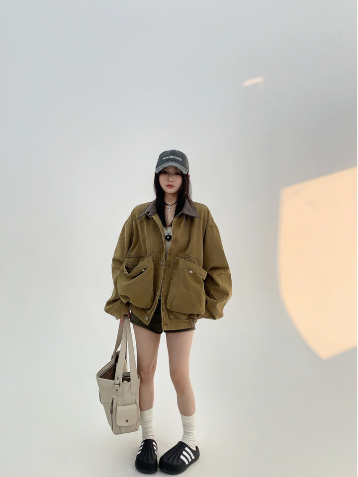 Distressed Large Pocket Coat