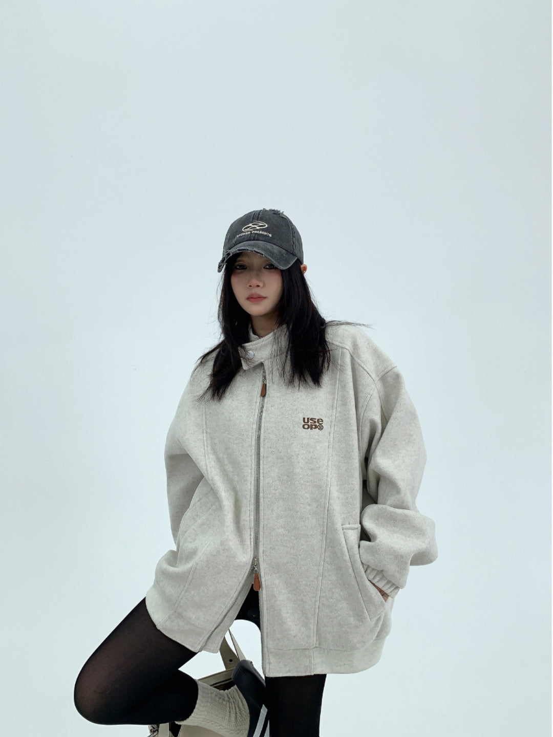 Stand Collar Woolen Jacket