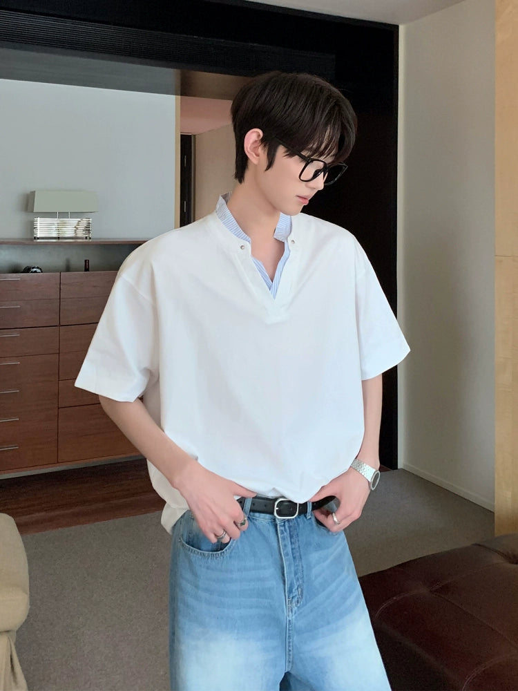 Stand Collar Loose Casual T-shirt