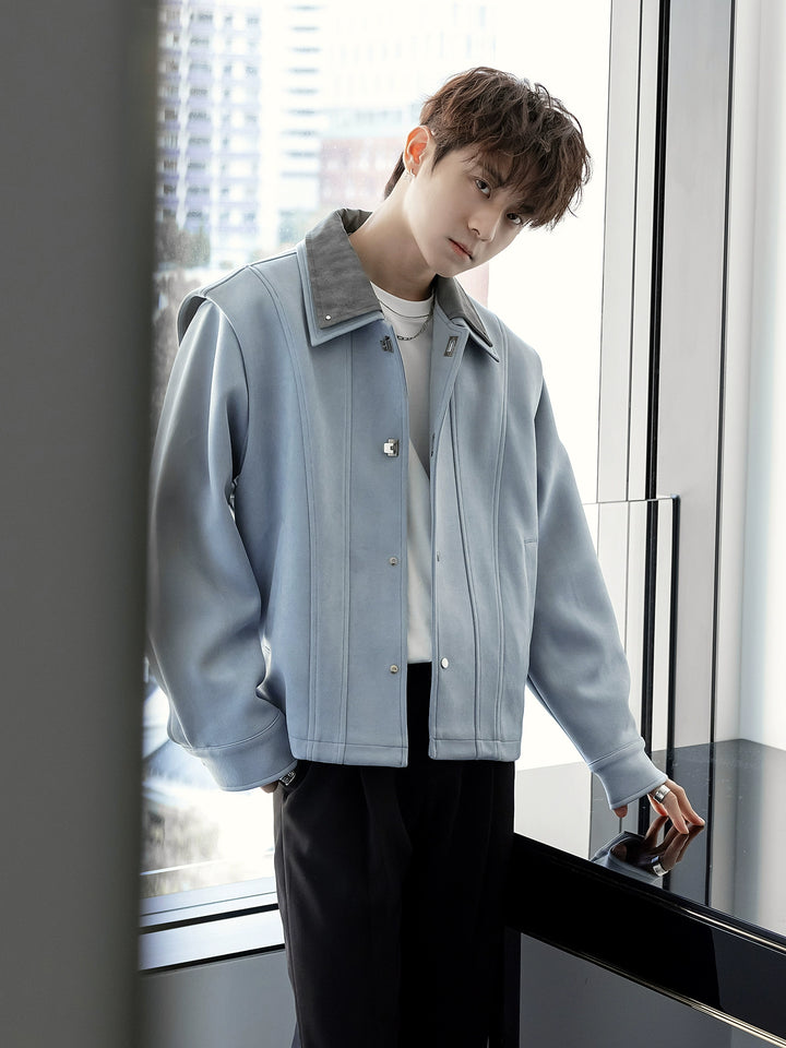 Double Collar Button-Up Casual Jacket