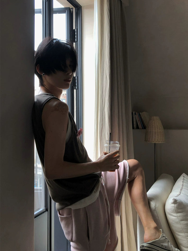 Narrow Shoulder Loose Fit Sleeveless Vest