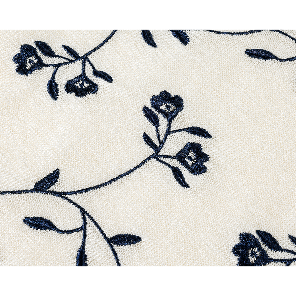 Embroidered Sleeveless Knit Round Neck Top