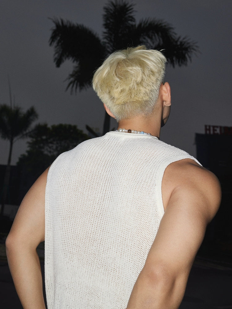 Breathable Sleeveless Knit Loose Vest