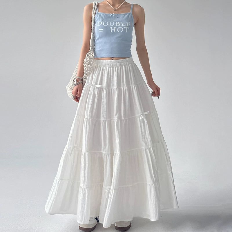 High Waist A-Line Tiered Maxi Skirt