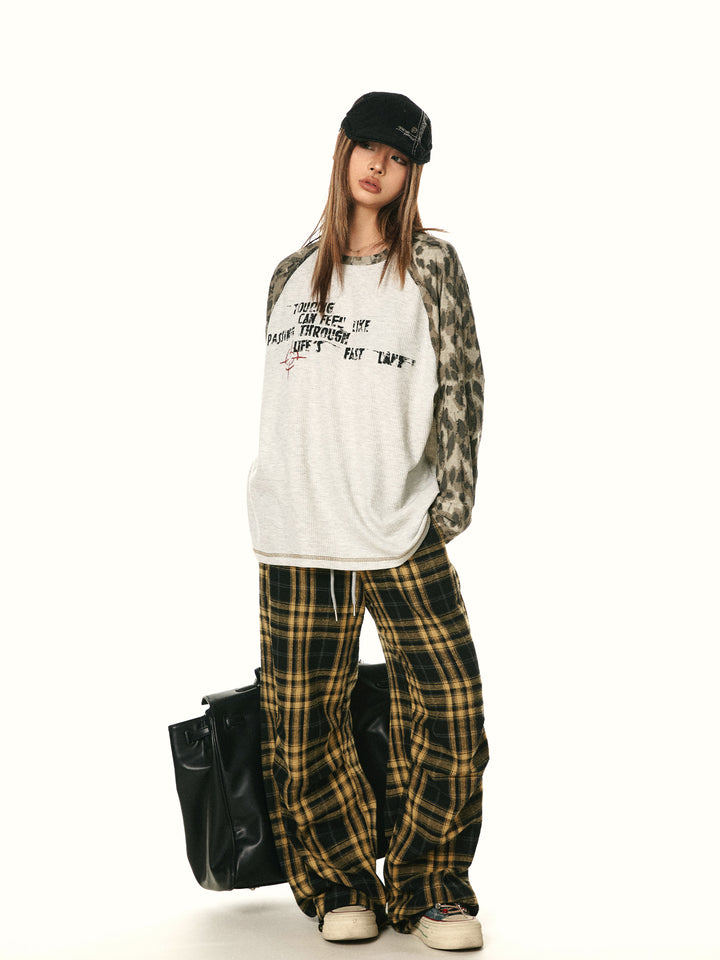 Plaid Wide-Leg Casual Pants