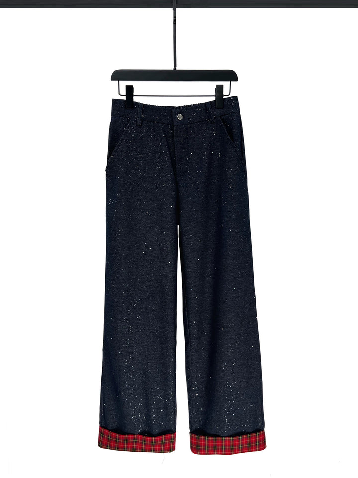 Plaid Collar Jacket and Pants