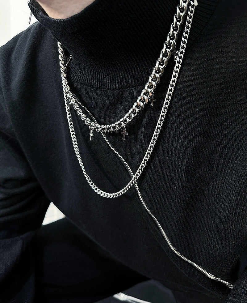 Layered Metal Pendant Hip-Hop Necklace