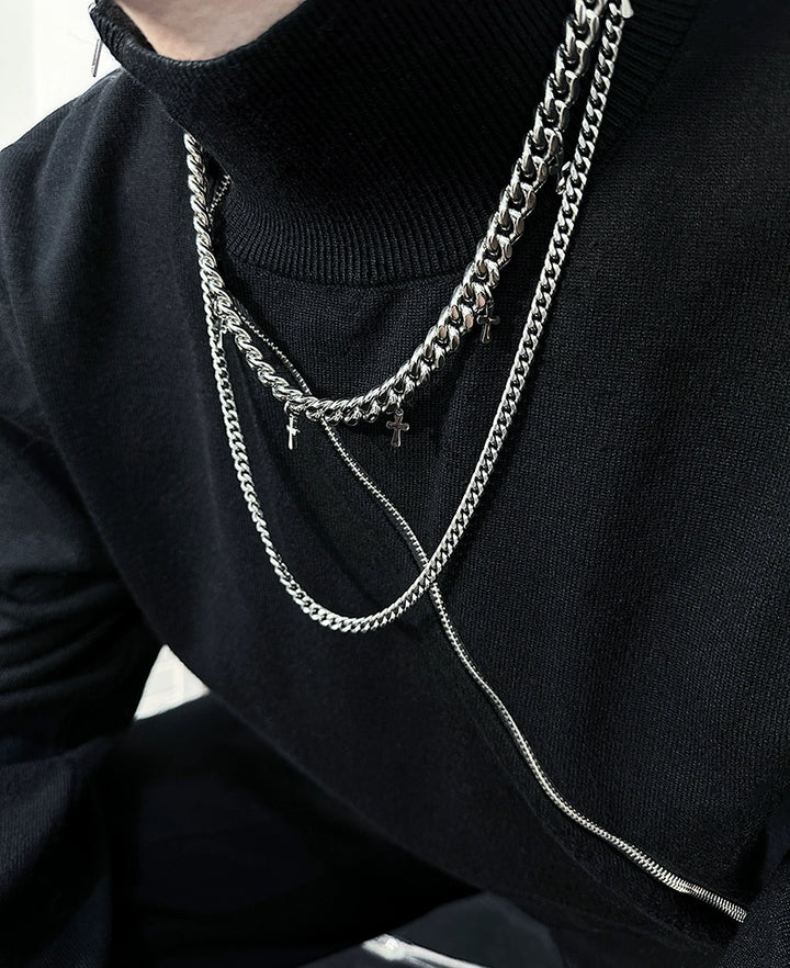 Layered Metal Pendant Hip-Hop Necklace