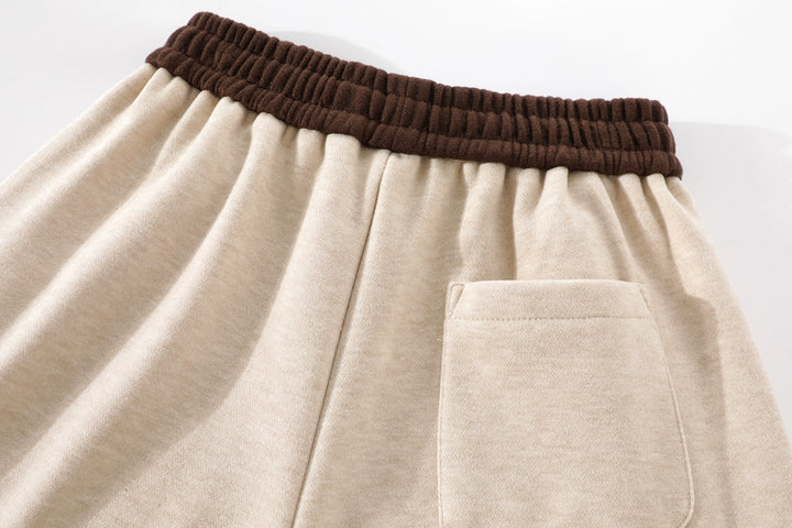 Elastic Waist Velvet Pockets Pants