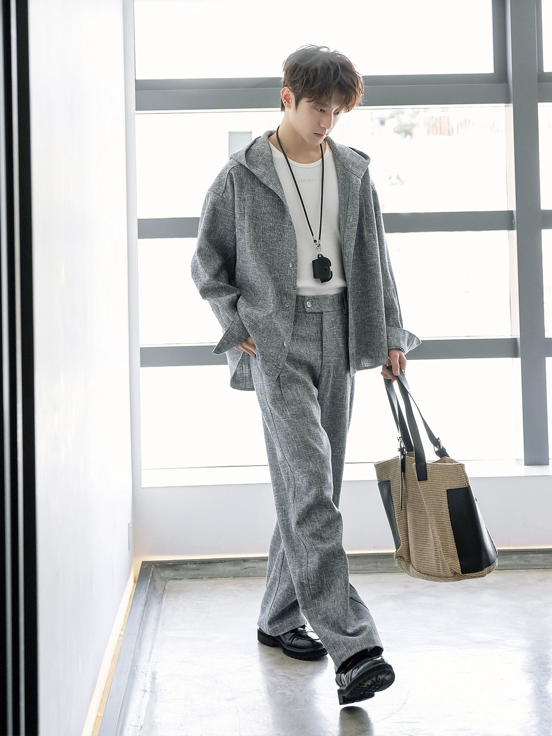 Textured Casual Hoodie and Pants