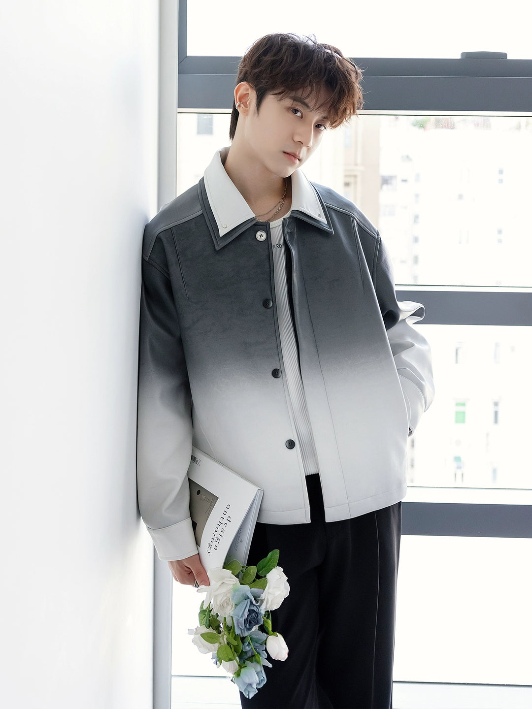 Uformell dobbelkrage gradientjakke