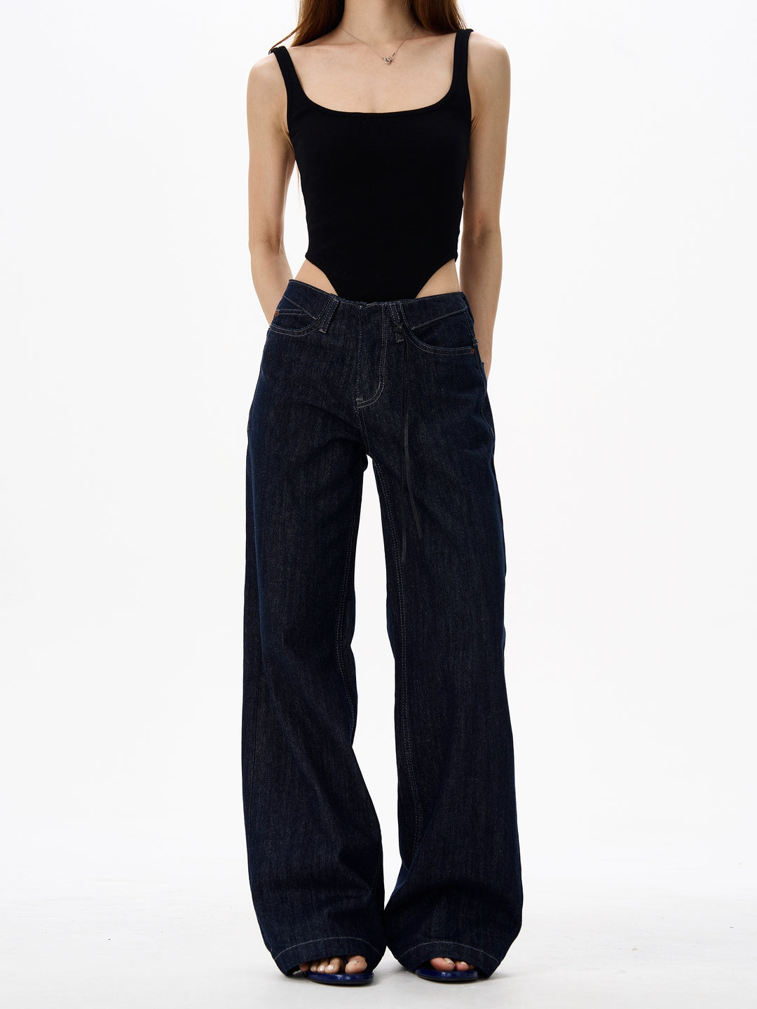 Retro løs pasform brede ben jeansbukser