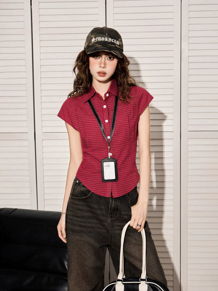 Plaid Short Sleeve Slim Fit Shirt