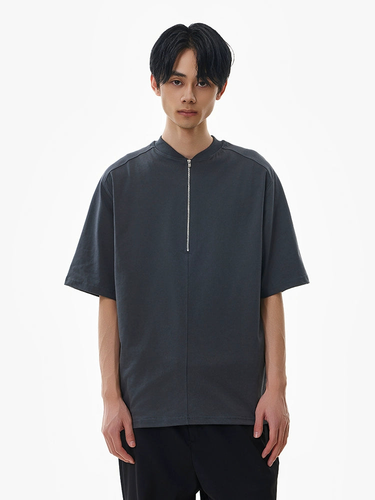 Half-Zip Boxy Short Sleeve T-shirt
