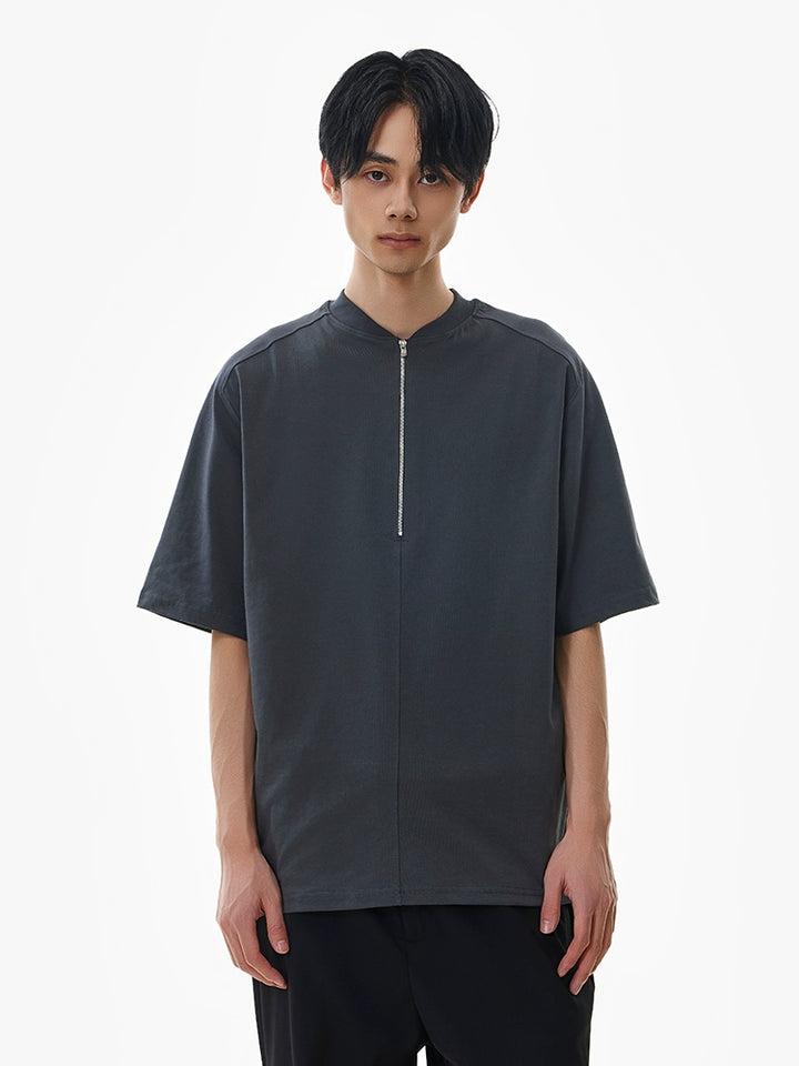 Half-Zip Boxy Short Sleeve T-shirt