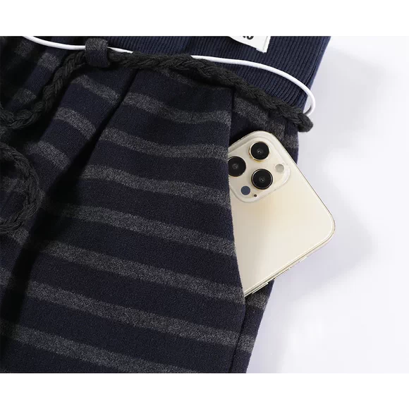 Fleece Lined Striped Elastic Pants