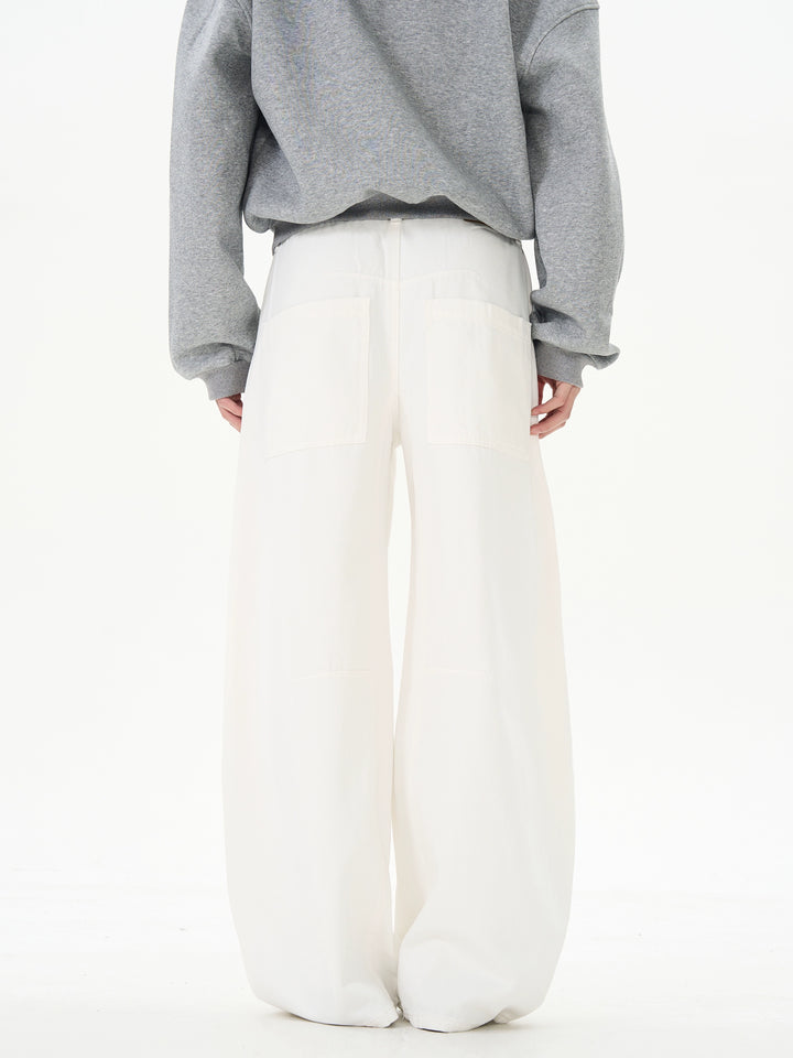 White Wide-leg Straight Jeans