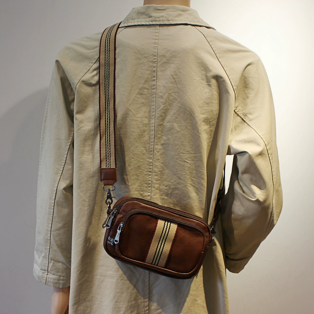 Striped Multi-pocket Crossbody Bag