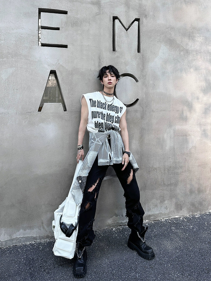 Ripped Straight Fit Distressed Jeans