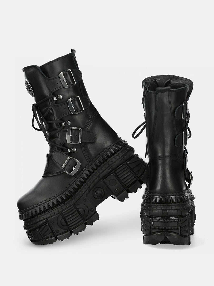 Thick-Soled Heavy Metal Motorcycle Boots