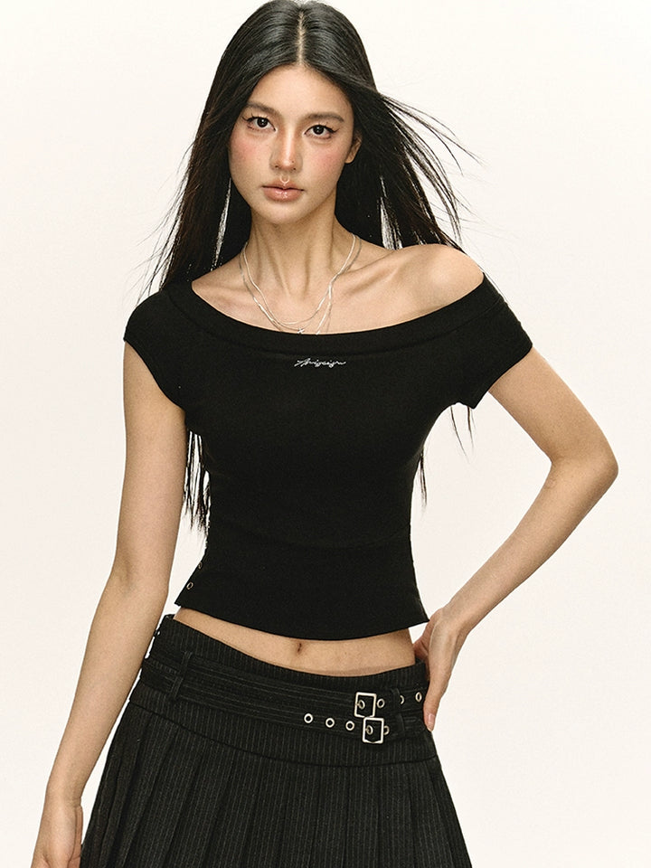 Slim Fit Off Shoulder Short Sleeve Top