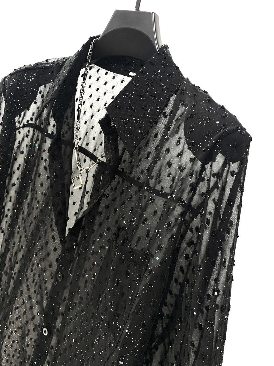 Sheer Long Sleeve Breathable Casual Shirt