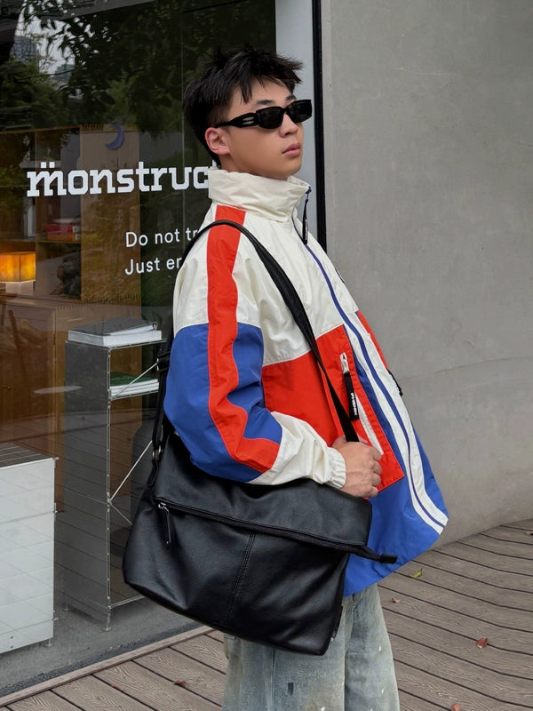 Borsa a tracolla retro in PU di grande capacità