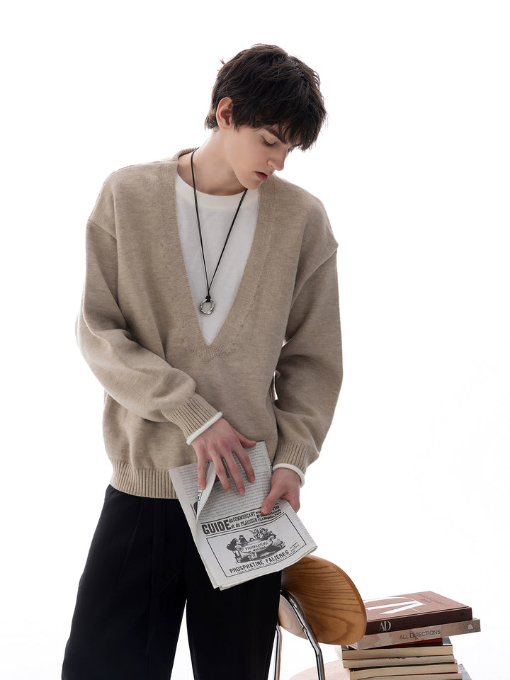 Loose-fitting Fake Two-piece Sweater
