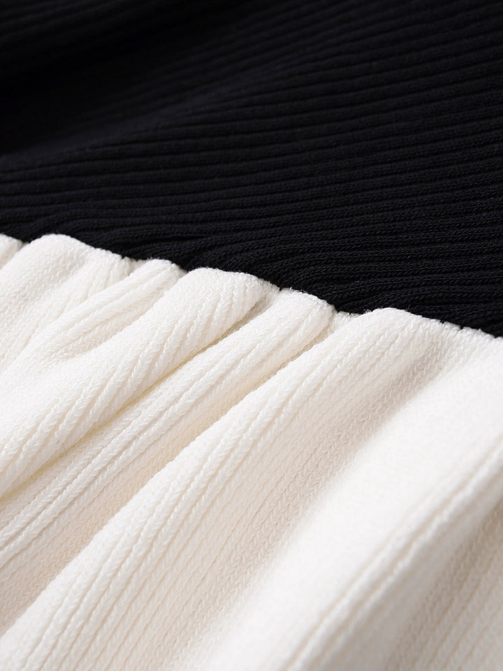 Contrast Ruffle Hem Sleeveless Knit Top