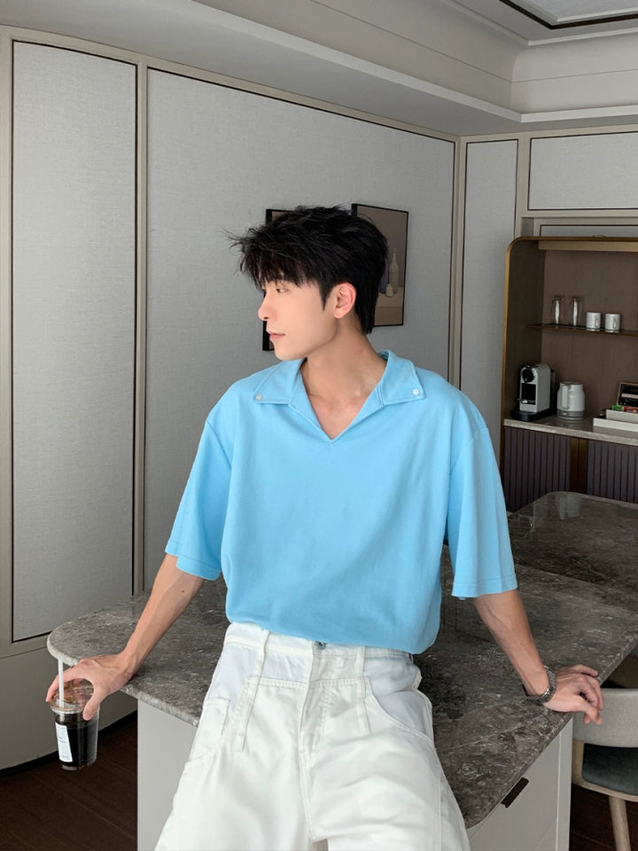 Loose Short Sleeve Lapel Polo Shirt