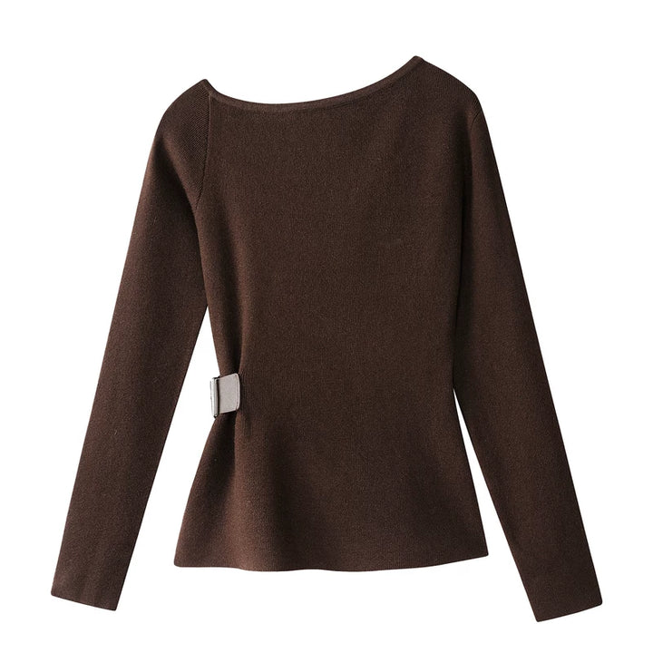 Belted Waist Knit Sweater