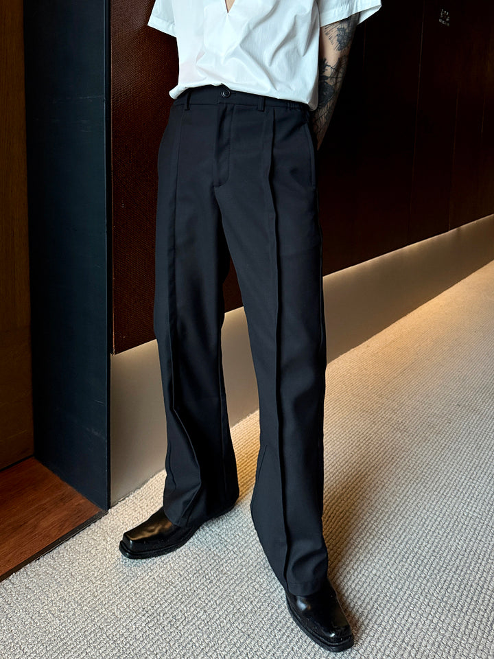 Black Slim Fit Pleated Trousers