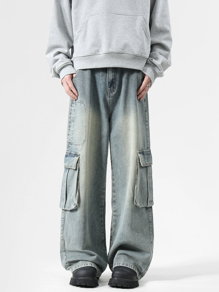 Jeans cargo de pierna ancha suelta