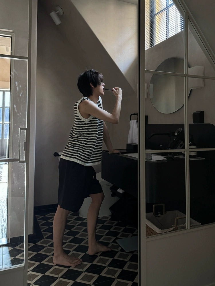 Knitted Striped Sleeveless Summer Vest