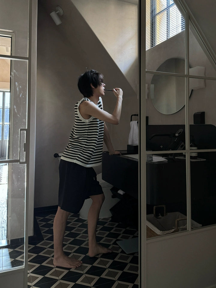 Knitted Striped Sleeveless Summer Vest