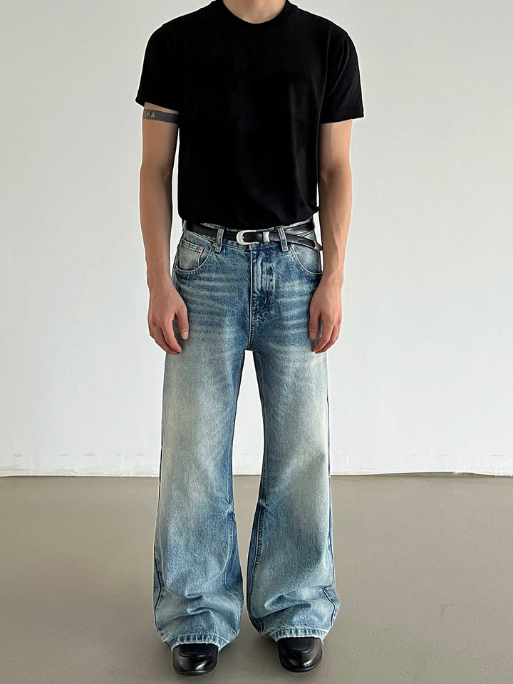 Distressed Flared Straight Slim Fit Pants