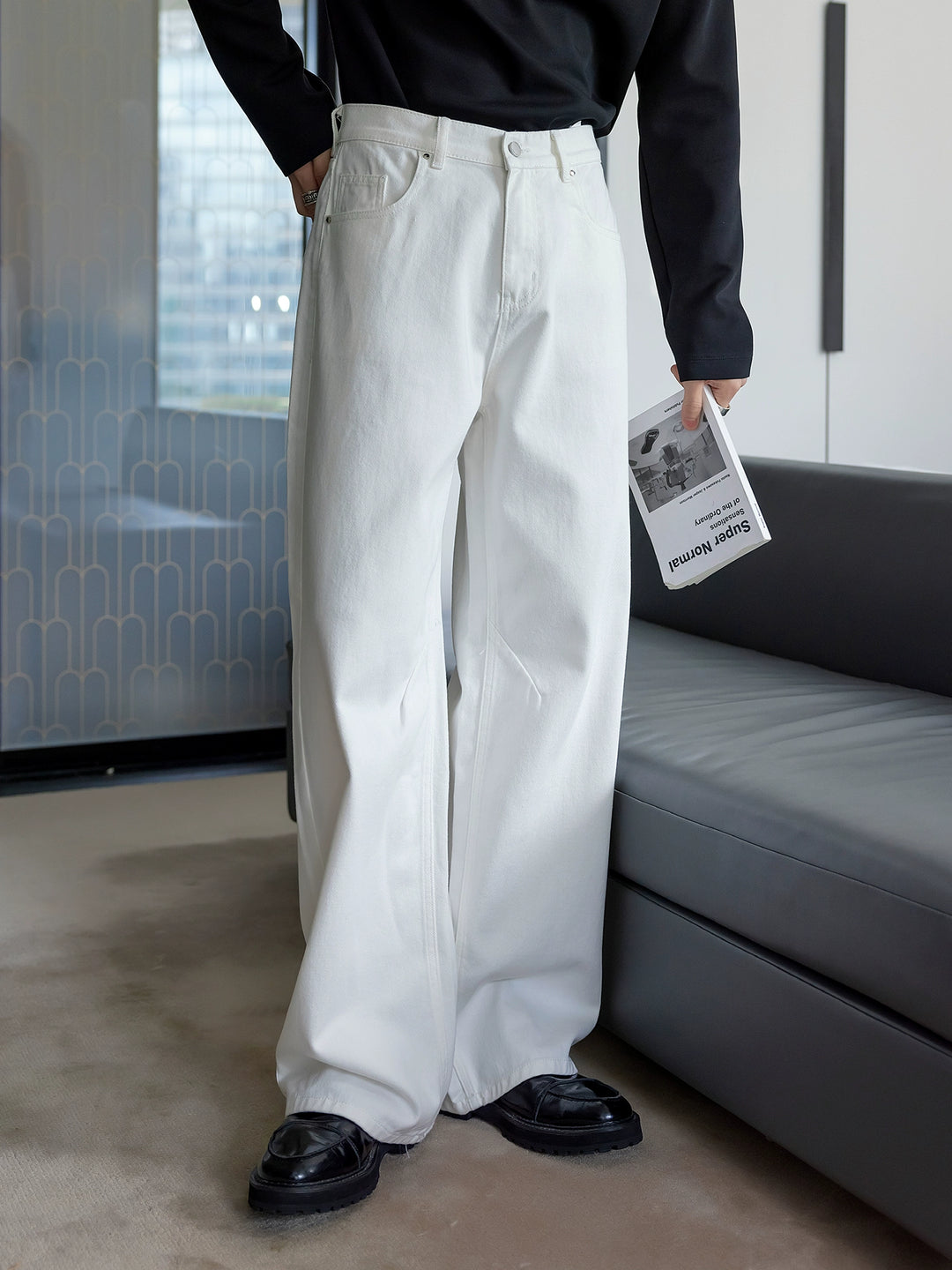 Wide Leg Straight Fit Casual Jeans