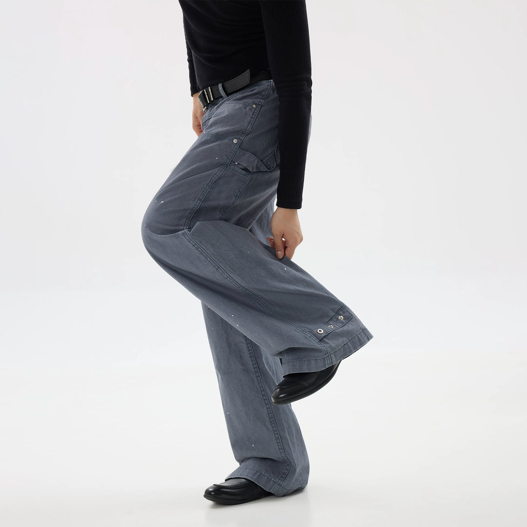 Flared Workwear Ink-Splashed Pants